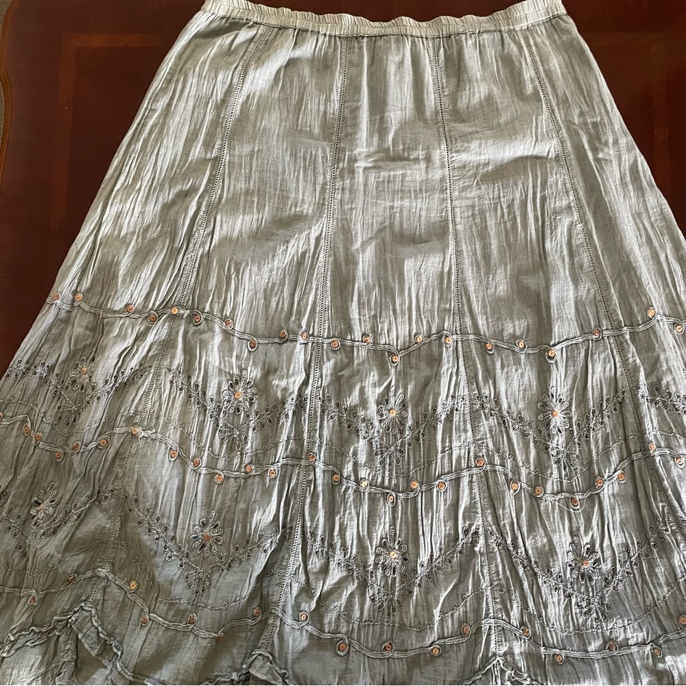 EUC Soft Surroundings Suzette Embellished Green Maxi Skirt - Picture 3 of 6